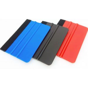 Kalanka-Lot De 3 Raclettes En Plastique Avec Bord En Feutre, Applicateur De D&eacute;calcomanie, Outil De Lissage De Papier Peint, Grattoir De Voiture, Mini Raclette Noire, Bleue, Rouge - Neuf