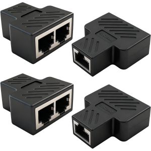 VornixorSarlshop-4PCS Splitter RJ45 1 vers 2, Adaptateur RJ45 Doubleur pour C&acirc;ble Ethernet Double Sortie Cat 5/6/7/8, Splitter RJ45 et Coupleur RJ45 pour R&eacute;seau Domestique et Bureau - Neuf