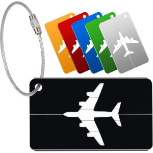 KALANKA-&Eacute;tiquette Bagage 6 Pi&egrave;ce &Eacute;tiquette Valise Avion Etiquette Bagage en Alliage d'Aluminium avec Cordes en Acier Inoxydable et Carte PVC &eacute;tanche Bagages &Eacute;tiquettes (6 Couleurs) - Neuf