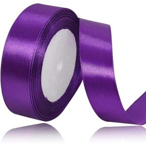 Ruban De Satin Violet - 20 Mm De Large - 23 M De Long - En Tissu Violet - Pour Travaux Manuels, Couronnes, Décoration De Mariage, Noël, Arcs Pour Les Bouquets, Anniversaire Et Emballage Cadeau - Neuf