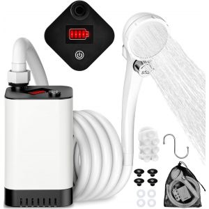 Letnerny-Douche Portable Camping, 6000mah Rechargeable Douche Camping Avec Pompe, Ipx7 Waterproof, Pommeau De Douche R&eacute;glable, Pour Ext&eacute;rieure, Camping - Neuf