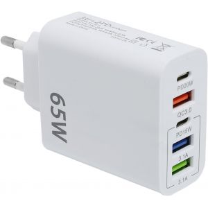LORANKA-Chargeur USB C 65W 5 Ports Chargeur USB-C avec QC3.0 PD20W Chargeurs 65W Rapide USB Adaptateur d'alimentation USB pour iPhone 16 15 14 13 12 11Pro Max Samsung Xiaomi Huawei iPad 2020/XS/XR/8/ - Neuf