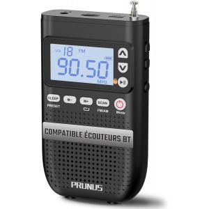 Poste Radio Portable Compatible avec des &Eacute;couteurs Bluetooth, J-618 AM/FM Radio Bluetooth avec Batterie Rechargeable de 2000 mAh, Minuterie de Veille et Double R&eacute;veil, Fente pour Carte TF - Neuf