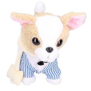 Chien en peluche electrique chantant et marchant, jouet interactif realiste pour enfants, cadeau, costume bleu - Neuf