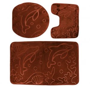 HJLIAN Lot de 3 tapis de douche antiderapants motif dauphin (marron fonce) - Neuf