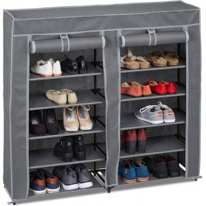 Kgabery-Meuble À Chaussures Tissu,12 Compartiments,36 Paires,Housse Amovible,Hlp 107x115x30 Cm,Anthracite - Neuf