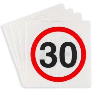 Kal-Decoration Anniversaire 30 Ans Serviettes Panneau De Signalisation Rouge/Blanc - Décoration Originale Pour 30 Ans Anniversaire Femme Et Homme - - Neuf