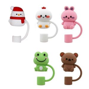 5 Capuchons De Couverture De Paille En Silicone De Qualité Supérieure - En Forme D'animal - Neuf