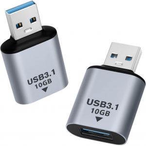 Adaptateur USB 3.1 10 Gbit/s (Lot de 2), Adaptateur USB3.1 m&acirc;le vers Type A Femelle, convertisseur OTG, Extension Compatible avec Chargeur USB-A, PC, Ordinateur Portable, USB-A pour Voiture - Neuf
