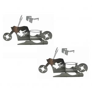 2 Pcs Camping Barbecue Fournitures Poulet Stand Portable Bi&egrave;re Moto En Acier Inoxydable Bbq Four Gril - Neuf