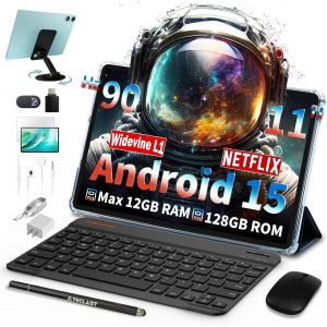 CHECARZHN--NO1-P50Case 90Hz Tablette Tactile 11 Pouces Android 15 10-Accessoires 12Go Ram+128Go Rom¿4To Tf¿ 2.4G+5G Wifi, Unisoc Octa-Core A75 Cpu, 7000Mah, Typec/Gms/Gps/Widevine L1/3.5Mm Audio [2025] - Neuf
