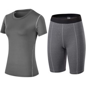 2pcs Vêtements De Sport Pour Femmes Top +Short, Stretch-Fit Pour Yoga Et Gymnastique Vêtements De Yoga Costumes Gym Running À Séchage Rapide Costumes Sportifs Pour Dames Vêtements De Sport - Neuf