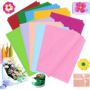 100 Feuilles Papier De Soie ,Coloré Papier Soie A4 Papier Emballage Crépon Pour Anniversaires Mariages Noël Halloween ,10 Couleurs Papier De Soie Pour Emballage Cadeau ,Loisirs Créatifs ,Pompons - Neuf