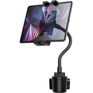 JGD-Support Tablette Voiture Porte Gobelet à Col de Cygne, Porte Tablet Porte Gobelet avec Bras Long Flexible pour iPad Pro Air Mini, iPhone, Galaxy Tab, Lenovo, Huawei, etc (4-12,9 Pouces) - Neuf