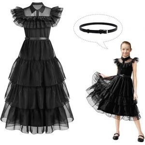 (Xl) Déguisement De Mercredi Addams Pour Enfants, Déguisement D'halloween Pour Filles, Déguisement De Princesse De Carnaval Pour Filles, Décorations De Cosplay De Fête - Neuf