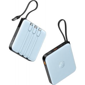 Hui-Batterie Externe 20000mah Avec 4 Câbles Intégrés Mini Power Bank Usb C 22.5w Charge Rapide Batterie Portable Avec Affichage Led Pour Iphone Huawei Xiaomi (Bleu) - Neuf