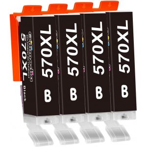 PGI-570XL CLI-571XL Cartouches d'encre pour Canon 570 XL 571 XL pour Canon PIXMA TS5050 TS5055 MG5750 TS5053 TS5051 TS6051 MG5751 TS6050 MG5753 (4 Noir - Neuf