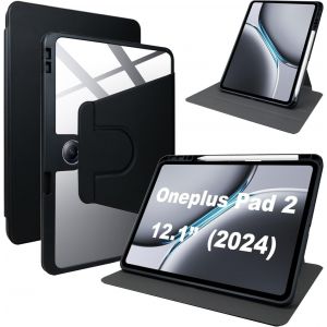 Cover pour Oneplus Pad 2 & Oppo Pad 3 Pro Coque Case avec Emplacement pour Stylo & Support pivotant Cuir PU + Acrylique Transparent Coque pour Oneplus Pad 2 & Oppo Pad 3 Pro 12.1"" Case - Neuf
