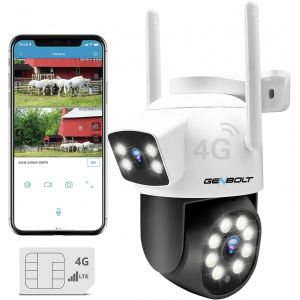 lbgwp60-3G/4G Lte Caméra Surveillance Sans Wifi, Caméra Extérieure Filaire Double Objectif Avec Carte Sim, 24/7 Enregistrement Continu Poe Ptz Cctv Ip Camera 4G Cellulaire Détection Humaine Suivi Aut - Neuf