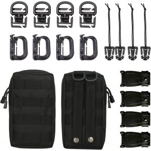 Eryi-Lot De 2 Sacs Banane Tactiques Molle Avec 16 Accessoires, Sac Banane Compact Et Militaire Multifonction Pour Les Randonnées En Plein Air, Le Vélo, La Chasse, Le Camping Et L'entraînement - Neuf