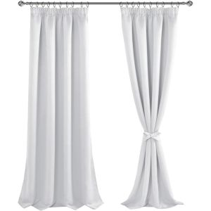 ERYI-Rideaux Occultants Galon Fronceur Pour Rail Lot De 2 Rideau Isolant Thermique Anti Uv Double Rideaux Decoration Bloquer Lumiere Pour Salon Chambre 140X260Cm(Lxh) Blanc Girs - Neuf