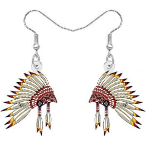 Kal-Boucles D'oreilles En Acrylique Native Américaine Coiffure Indienne Bijoux Crazy Thème Tribal Étrange Natif Américain Cadeaux Pour Femmes Filles - Neuf