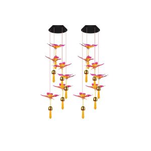 Carillons Lumineux Solaires &Agrave; Couleurs Changeantes - Lot De 2 Pour La D&eacute;coration De Jardin Ext&eacute;rieur - Neuf