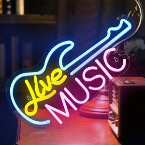 Panneau N&eacute;on Led En Forme De Guitare En Direct Pour D&eacute;coration Murale, Alimentation Usb, Variateur D'intensit&eacute;, Pour Barre De Musique[Vei9272874] - Neuf