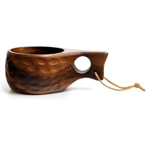 Eryi-Tasse À Café En Bois, Tasse En Bois Kuksa, Tasse À Thé, Tasse Voyage Cafe, Portable En Bois ¿Tasse À Café Avec Lanière En Cuir Pour Café, Lait, Camping, Sac À Dos, 200ml - Neuf