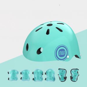Kit De Protection Sport Pp Eps Eponge Casque Genouilleres Coudes Poignets Pour Skateboard Scooter Cyclisme Bleu S Pour 2 A 5 Ans - Neuf