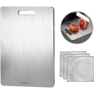 Kalanka-Planche À Découper En Acier Inoxydable ¿ Planche À Découper En Métal Pour Cuisine, Titane Durable 39 X 28 Cm - Neuf