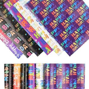 Papier Cadeau Anniversaire, Emballage Cadeau Papier Rétro, Conception D'emballage Cadeau D'anniversaire Coloré, 6 Feuilles Pliées À Plat 50 X 70 Cm, Pour Toutes Les Occasions D'anniversaire - Neuf