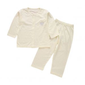 Ensemble D'ete En Coton Pour Bebe, Chemise A Manches Longues Et Pantalon (Jaune, 80) - Neuf