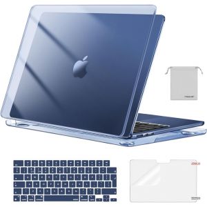 Coque Compatible avec MacBook Air M4 M3 M2 13 Pouces 2022-2025 (A3240/A2681/A3113) 13,6 Pouces Protection Étui Rigide&Clavier QWERTY&Protecteur D'écran&Sac Rangement,Minuit Cristal - Neuf