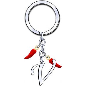 Kal-Porte-Cl&eacute;s Initial A-Z, Pendentif D&eacute;coratif Piment, Cadeau Pour Femme Homme, Anniversaire No&euml;l - Neuf
