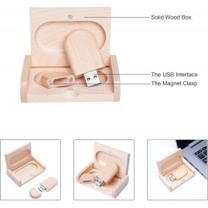 Lot de 5 clés USB en bois avec boîte en bois 2.0 4 Go - Neuf