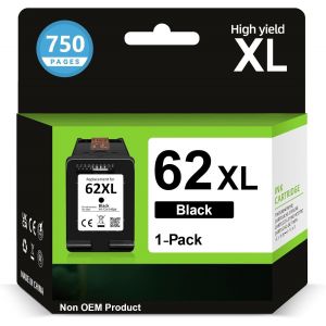 Cartouche 62 Noir Xl,Encre 62 Xl Noir Remplacement Pour Cartouche Encre Hp 62 Noir,Cartouche Imprimante 62Xl Pour Officejet 200 250 5742 5740 Envy 7640 5540 5640 5544 5646 5548 5545 5547 - Neuf