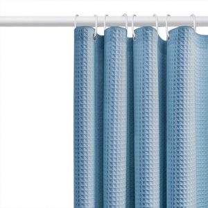 Rideau de douche gaufr&eacute;, rideau de douche en tissu textur&eacute; gaufr&eacute; r&eacute;sistant, rideau de douche de qualit&eacute; h&ocirc;teli&egrave;re, 183 x 183 cm - Neuf