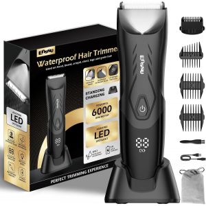 Tondeuse À Poils Pour Homme Avec Lame Sûre, Rasoir À Bille Sans Fil Avec Lumière, Station De Charge, Toiletteur Étanche Pour Homme, Écran Led, Charge Rapide 1 H, Noir - Neuf