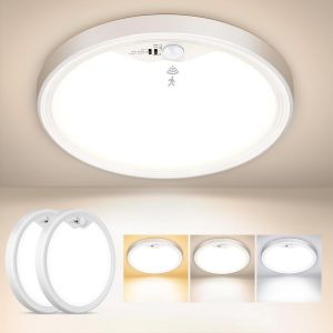 Plafoniera Con Sensore Di Movimento 2pcs,24w Plafonnier Led 3000k/4000k/6500k,Ultra Mince Ip44 Plafonnier Salle De Bain Pour Couloir Escaliers Balcon Garage&oslash;22cm - Neuf
