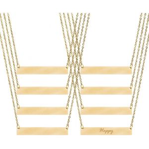 Kal-8pcs Collier En Acier Inoxydable Pendentifs En Forme De Barre Collier Unisexe Avec Charms En Forme De Barre Collier Rectangulaire Collier Simple Design Collier Cha&icirc;ne En C&acirc;ble - Neuf