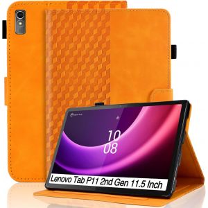 Coque Pour Lenovo Tab P11 (2nd Gen)/ Pad Plus 2023 (11,5 Pouce) Housse Tb350fu / Tb350xu Cuir Pu Etui De Protection Flip Cover Case Avec Support Pochette Tablette Coque, Orange - Neuf