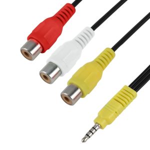 Adaptateur Câble Audio Vidéo 3,5 mm Mâle vers 3 RCA Femelle-Connecteur Jack TRRS vers RCA pour Lecteur DVD,Magnétoscope,Consoles de Jeux Rétro,TV,Samsung AV,Unité de Tête de Voiture-1 Pack - Neuf