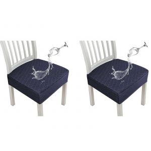 Housses De Coussin Imperm&eacute;ables &Agrave; Motif Losanges Bleu Marine - Lot De 2 - Neuf