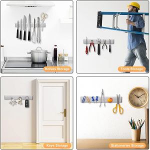 Mevronisshop-Barre Magn&eacute;tique Pour Couteaux 25cm Porte Couteaux Aimant&eacute;, Barre &Agrave; Couteaux Aimant&eacute;e En Acier Inoxydable, Mural Support Et Prot&egrave;ge Doigts Kit Pour Support Ustensiles De Cuisine Et Outil - Neuf