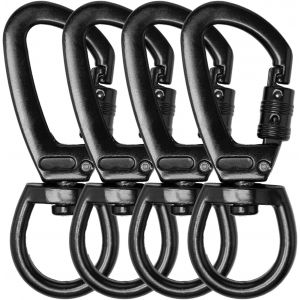 Checarzhn--No1-4 Pièces Mousquetons Pivotants Mousqueton Laisse Chien Mousqueton Noir Clip Mousquetons Pivotant Verrouillage Torsadé 360° Pour Laisses Alpinisme Escalade Porte-Clés - Neuf