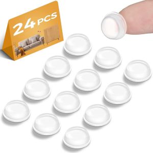 Yemaesre-24pièces Pare-Chocs En Silicone Arrêts De Porte De Placard Tampons Adhésifs Points En Silicone Transparent Arrêt De Porte Protecteur De Claquement Tampons De Meubles À Fermeture Douce - Neuf