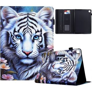 Kal-Coque Pour Samsung Galaxy Tab A 10.1 2019 Etui Tablette T510 T515 Housse Pu Cuir Flip Support Portefeuille Protection Tablette Pour Samsung Galaxy Tab A 10.1 2019 Coque,Le Tigre Blanc - Neuf
