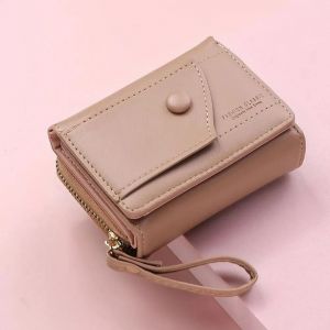 Portefeuille Court Four Seasons Pour Femme,Sac &Agrave; Fermeture &Eacute;clair Pour Fille,&Eacute;tudiant,Document Solide,Simple,Polyvalent,Mode.L087-Khaki. - Neuf