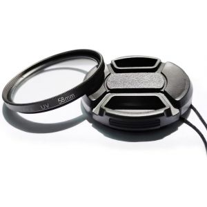 Filtre De Protection Uv Multicouche 58 Mm Et Bouchon D'Objectif Compatible Avec Canon T8I 200Dii Avec Objectif Ef-S 18-55 Mm, Pour Objectif Fuji Xc 16-50 Mm (Lot De 1 + 1)[Z2691] - Neuf